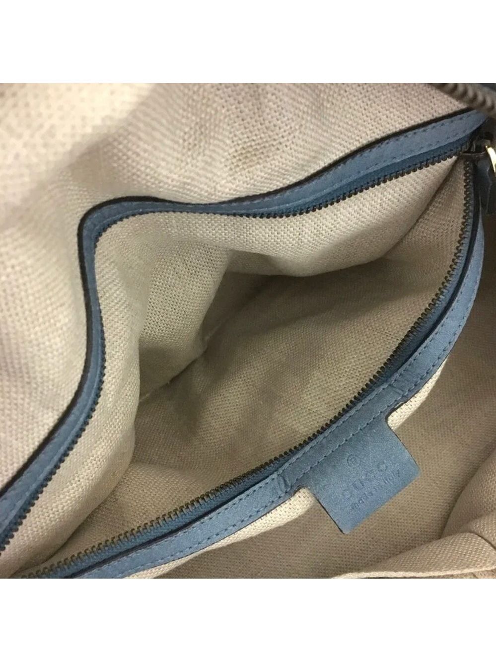 Authentic GUCCI Blue/Green Nubuck Leather Tote Satchel Bag - Picture 8 of 11